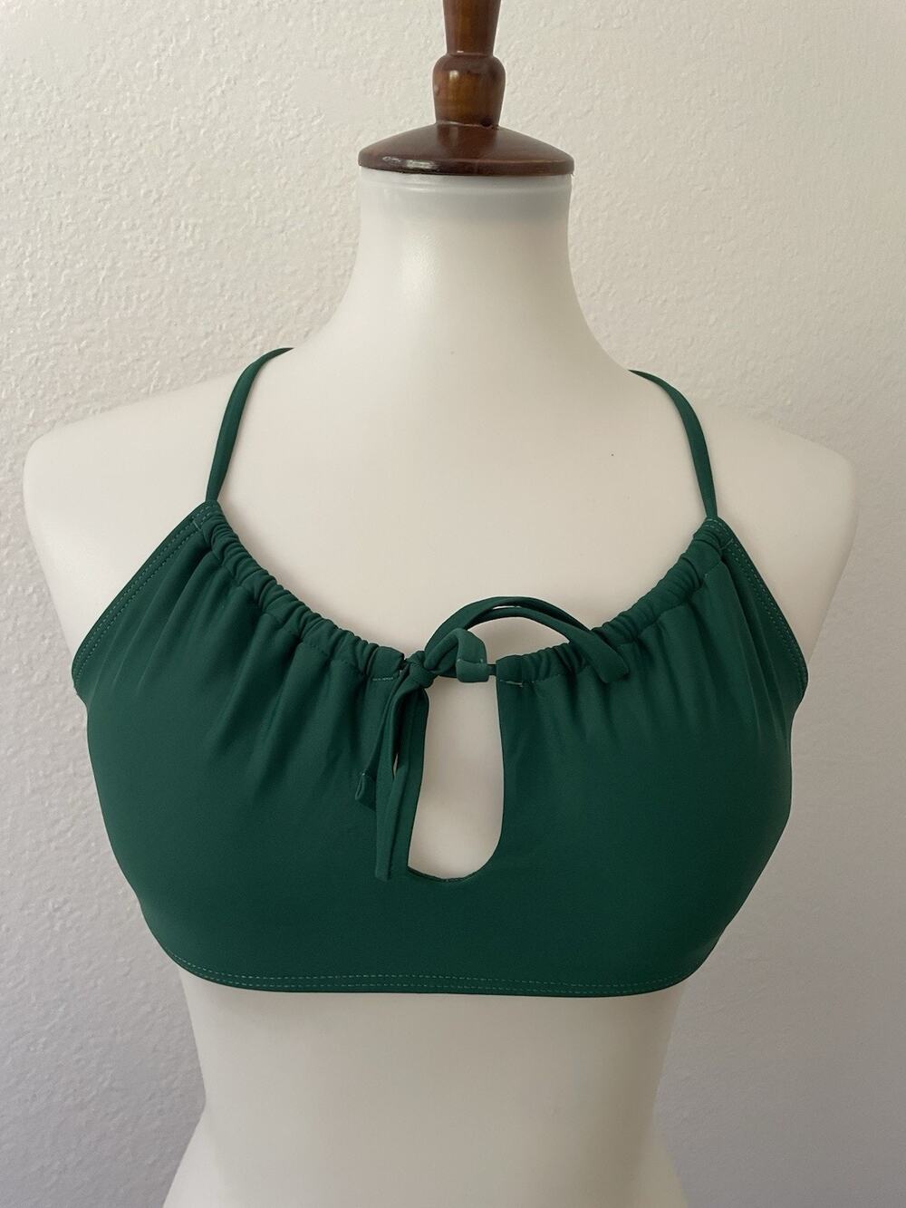 BCBG Paris Swim Bikini Top Keyhole Pleated Swimwear